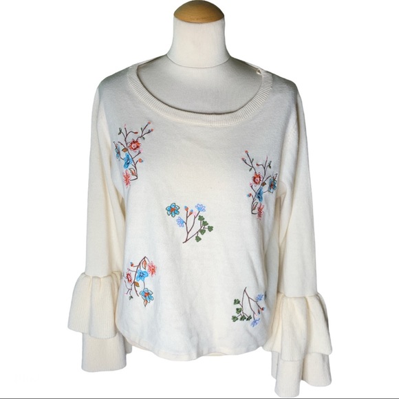 Jealous Tomato Bell Sleeve Embroidered Sweater - Picture 1 of 4
